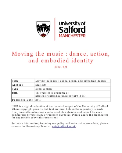 Moving The Music Dance Action And Embodied Identity