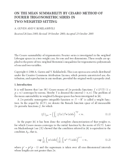 On The Mean Summability By Cesaro Method Of Fourier Trigonometric Series In Two Weighted Setting